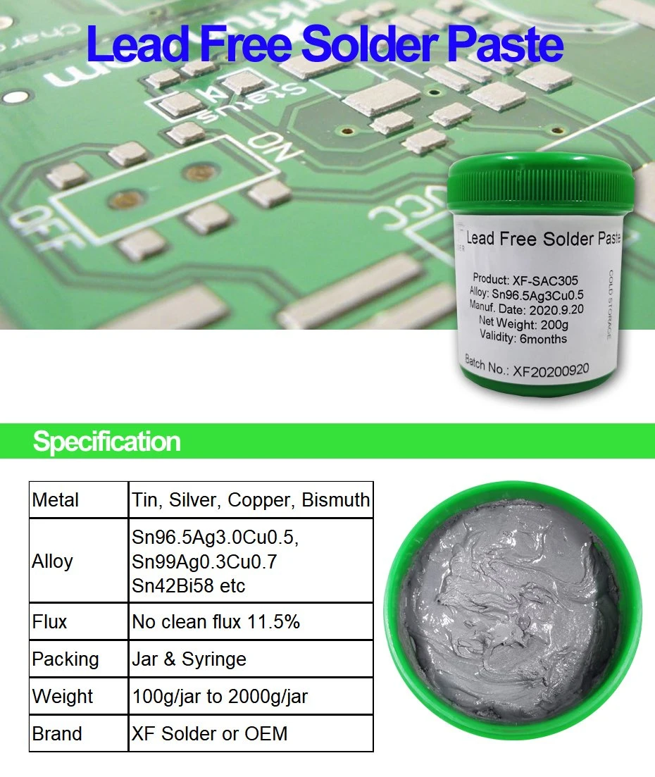 RoHS No Clean Sac305 Lead Free Solder Paste Sn96.5AG3.0cu0.5